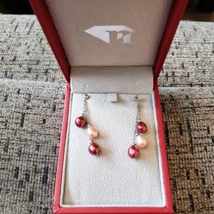 Shades of red baroque pearl earrings